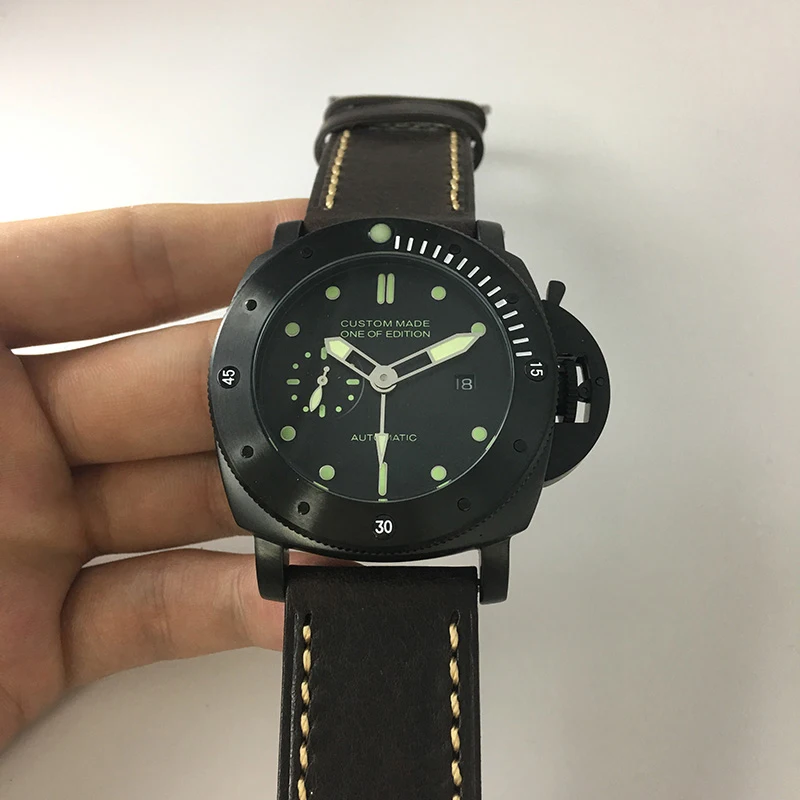 

Parnis 47mm Automatic Mechanical GMT Men's Watch Luxury Waterproof Luminous Calendar Military Watch Men Leather Strap CM104