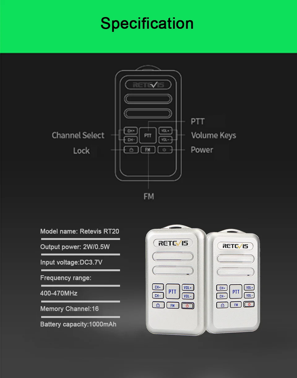 2 шт. Retevis RT20 мини иди и болтай Walkie Talkie Радио 2 Вт UHF трансивер радиостанции VOX fm Тип-C USB зарядка 2 Way Радио с возможностью разговора во время ходьбы Comunicador