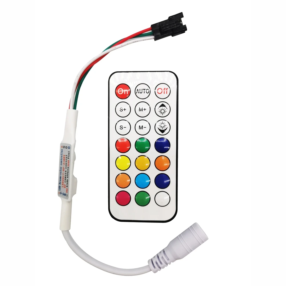 21 ключ 5-24V RF контроллер светодиодной ленты мини пикселей диммер 3pin для WS2812B WS2811