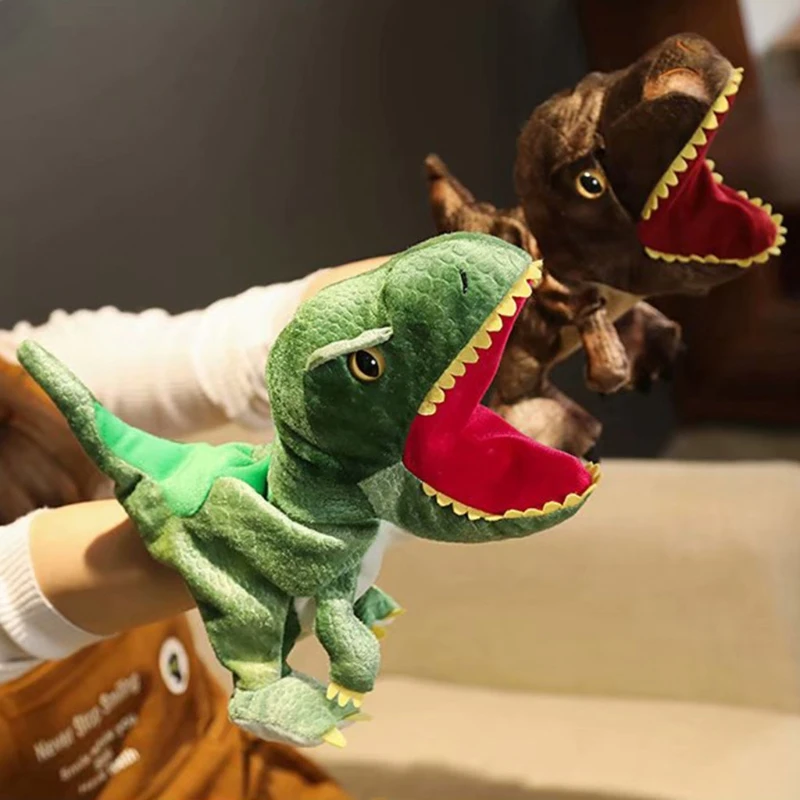Simulation Cartoon Animal Dinosaur Hand Doll Puppet Glove Soft Stuffed Plush Toy Kids Gift Drop Shipping