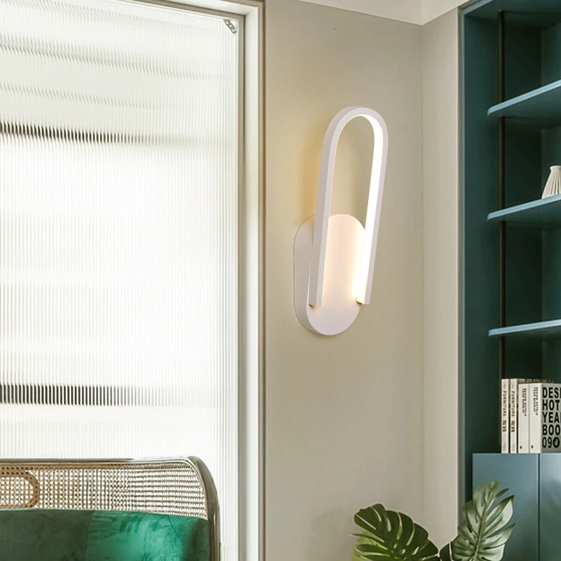Креативный Овальный современный светодиодный настенный светильник для спальни, гостиной, кабинета, домашнего декора, прикроватные Настенные светильники белого и черного цвета, 90-260 в