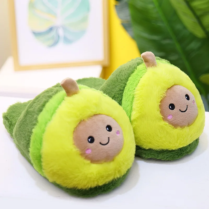 25cm Cute Plush Avocado Slippers Stuffed Fruit Toys Plush Food Soft Kawaii Avocado Dolls Plush Toys for Girl Household Products