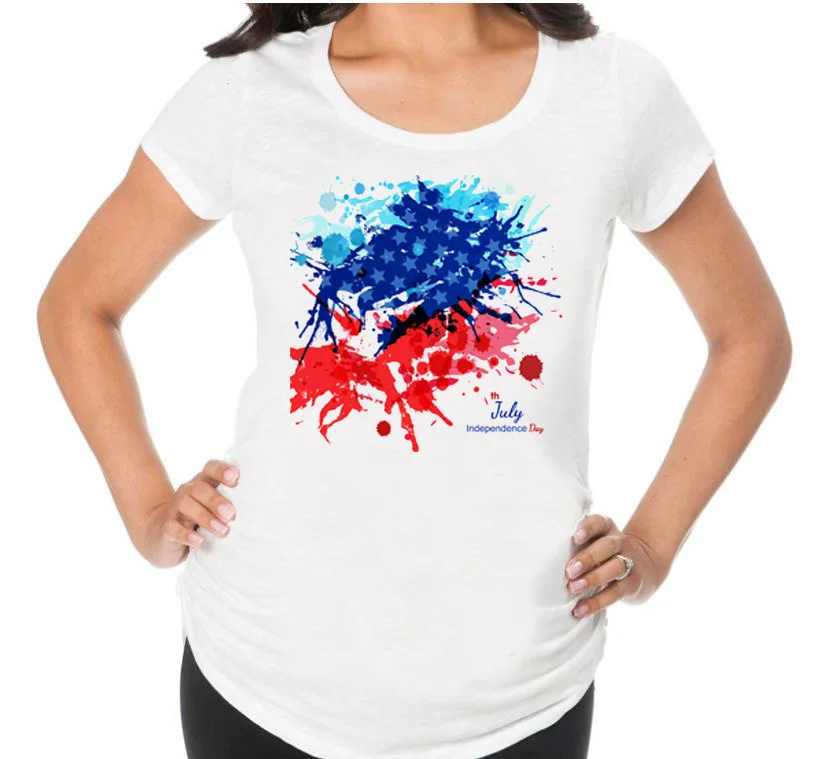 

Simple Summer New Style Maternity Clothes Independence Day Printed Letter Comfortable Tops Europe And America Large Size Dress 2