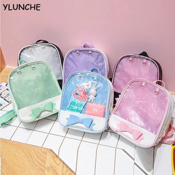 

School Mini Pink Black Schoolbags For Teenage Girls Fashion Bookbag 2020 Clear Transparent Women Backpack Cute Bow Ita Bags For