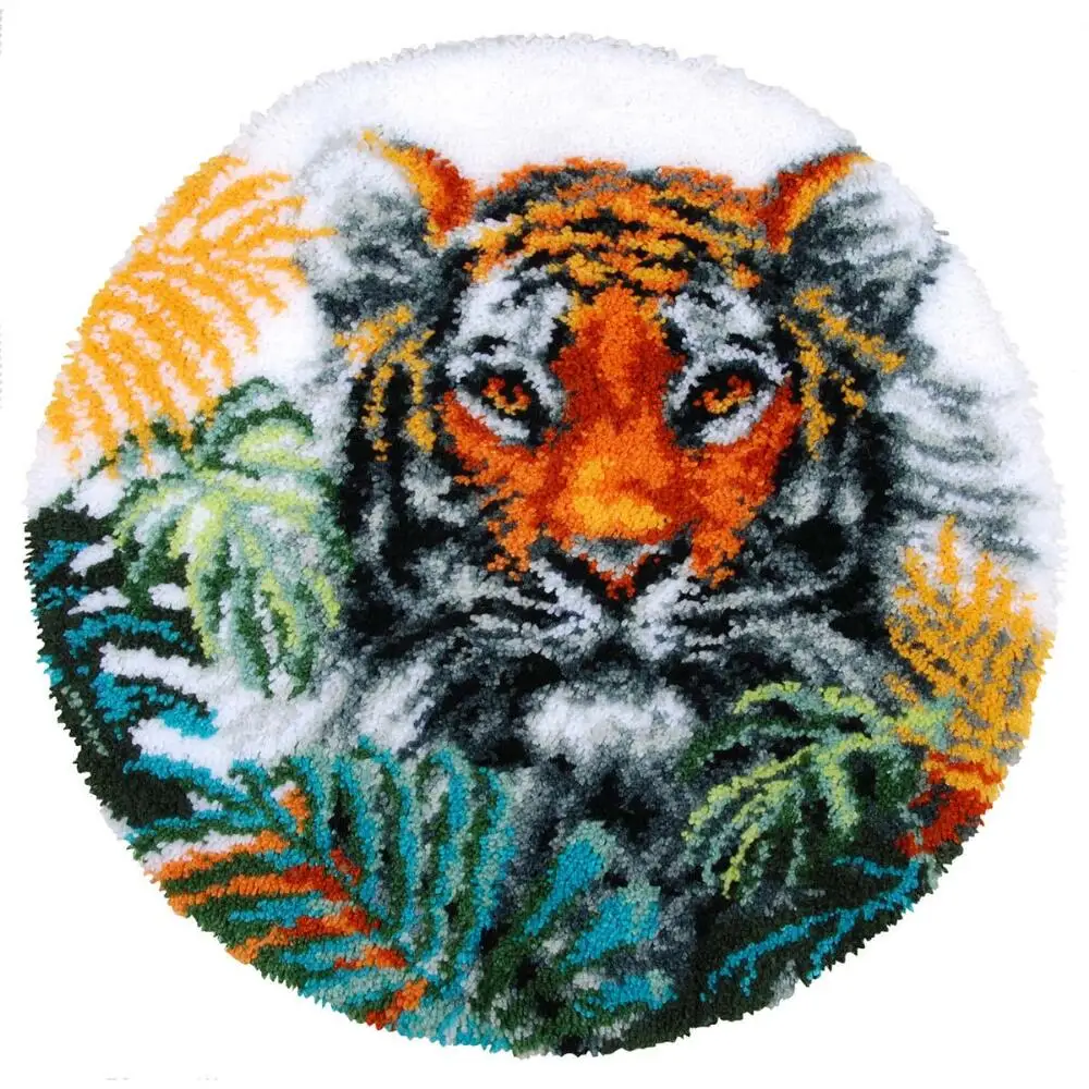 

DIY Tiger Latch Hook Rug Kits for Adults - Beginners - Kids with Preprinted Canvas Pattern tapestry Big Size