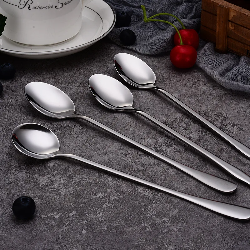 

Creative Stainless Steel Bar Spoon Coffee Spoon Round Head Spoons Long Handle Cocktail Spoon Gift Spoon Home Kitchen Utensils