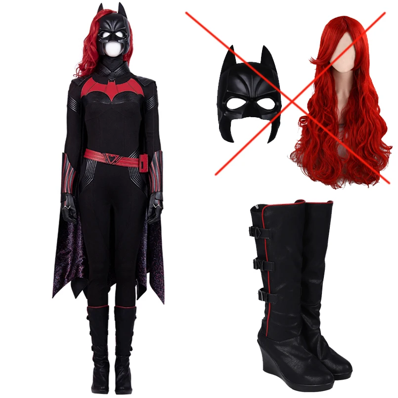 Костюм для косплея Batwoman, костюм для Хэллоуина, Бэтмена, Катерины, гамилтона, наряд, комбинезон Kate Kane, сексуальное боди-накидка, маска для парика - Цвет: without Mask Wig