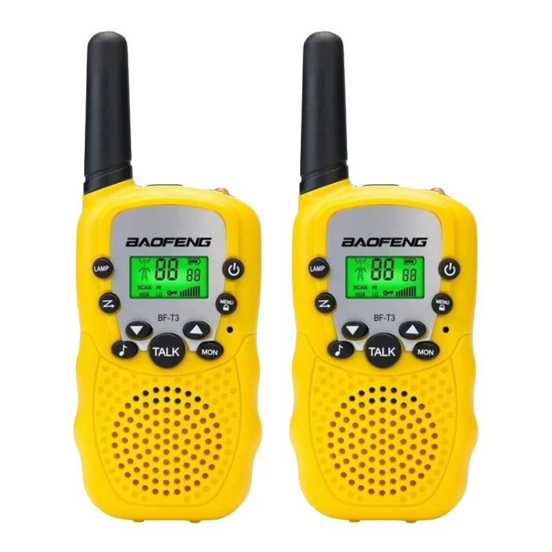 Yellow 2 шт. Baofeng Bf-t3 мини рация 0,5 Вт PMR446 FRS двухстороннее радио Amador T3 КВ трансивер Vox детская игрушка подарок радиостанция - Цвет: Yellow