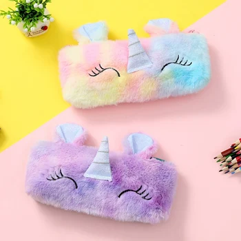 

1Pcs Kawaii Plush Unicorn Pencil Case Bag Multifunction School Supplies Stationery Cosmetic Bag Storage Organizer