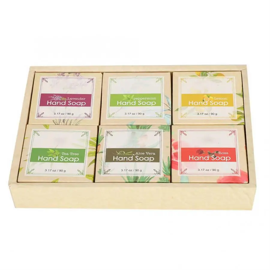 

6Pcs Natural Green Tea Handmade Soap Moisturizing Essential Oil Bath Soap Face Gentle Cleaning Whitening Rose Soap