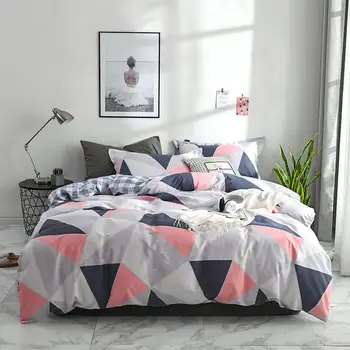 

AB-side Plaid Style Pure Cotton Bed Cover Sets Twin/Full/Queen/King/Super King size Quilt Cover Bed Sheet Pillowcase Bedding Set