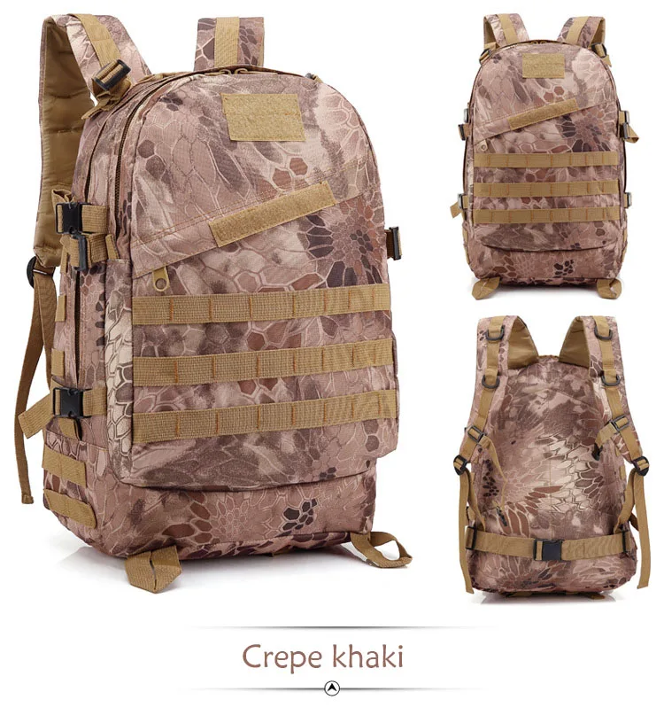 Crepe Khaki 40L тактический армейский мужской военный рюкзак Водонепроницаемый D Водонепроницаемый Открытый спортивный походный Кемпинг Охота 3D атака рюкзак - Цвет: Crepe Khaki