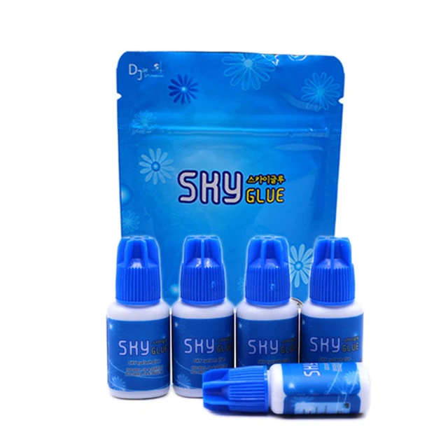 5 Bottles SKY Glue S+ Black Red Blue Cap False Lash Adhesive Wholesale Korea Original Eyelash Extension Lash Glue Makeup Tools 6
