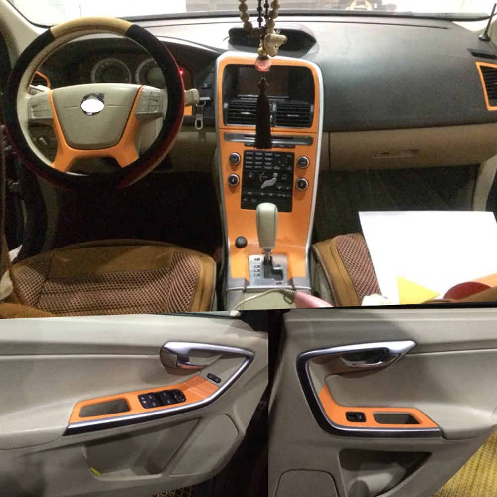 Для Volvo XC60 2013- внутренняя Центральная панель управления дверная ручка 5D наклейки из углеродного волокна наклейки аксессуары для стайлинга автомобилей