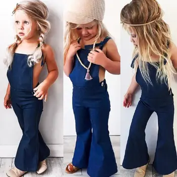 

Toddler Overalls Kids Baby Girls Jeans Jumpsuit Strappy Straps Bib Pants Blue Denim Playsuit Little Girls Clothes