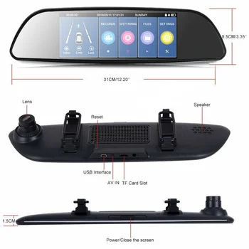

Recorder Car DVR Wide-angle lens Camera Rear Mirror Dash Replacement HD 7 inch