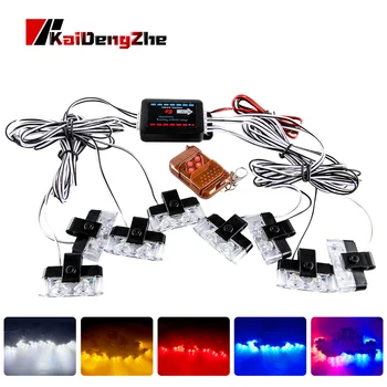 

8X2 LED Wireless Remote Strobe Light Grilles Light For Truck Motorcycle Emergency Warning Flashing Firemen Interior Light 12V