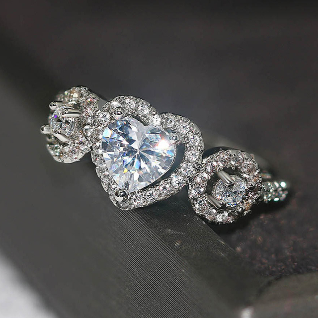 Diamond Rings For Women Zircon Charms Bridal White Gold Engagement Promise Ring Trendy Korean Marriage Jewelry Wholesale