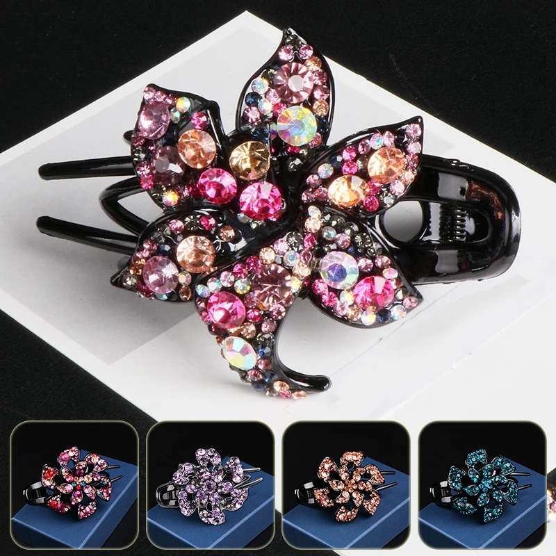 black hair clips Korean Rhinestone Hairpin Women Hair Clips Female Elegant Duckbill Clip Hair Claws Hairgrip Fashion Hair Accessories Headwear head accessories female