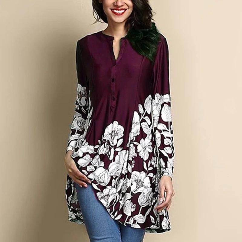 Women Blouse Tops Women Print Blouse Shirt Autumn Casual Long Sleeve Shirt Button Blouses femmes mode Blusas 2019 New