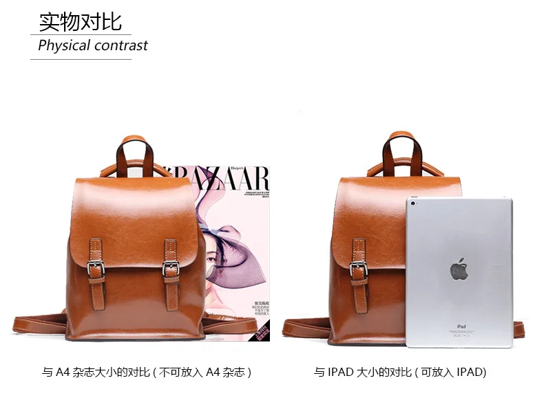 Leather women's backpack shoulder bag retro waxed ladies backpack new travel bag mini backpack