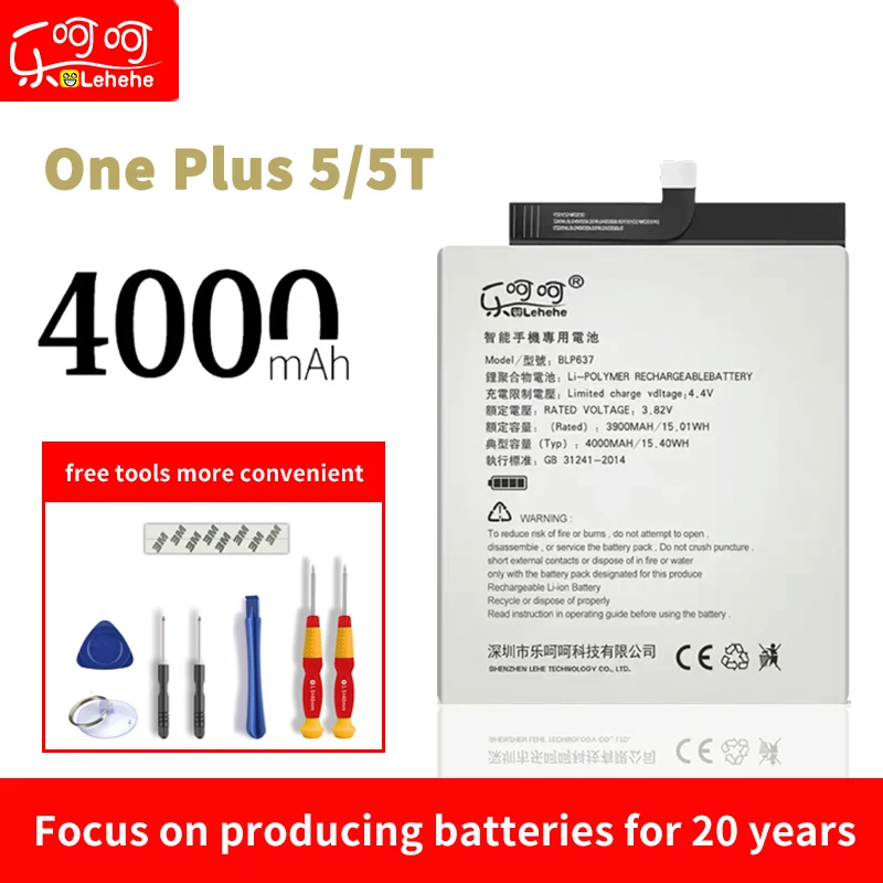 One Plus 5T BLP613 BLP633 BLP637 для one plus 3 3t 5 5T аккумулятор 4000 мАч для one plus 3 3t 5 5T Замена внутренней батареи - Цвет: One Plus 5T
