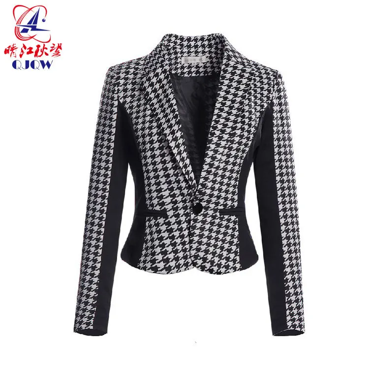 

Small Suit Women's 2019 New Style Spring European And American Women's Thousands of Birds Short Small Suit Jacket Women's Slim F