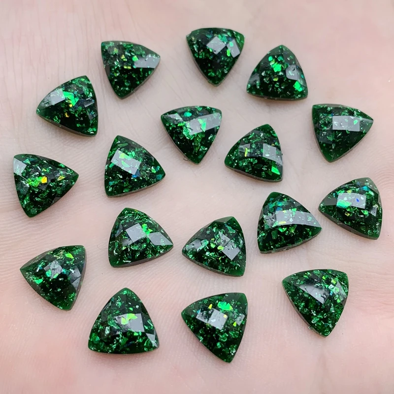 

10mm Triangle Crystal AB Non Sew Rhinestones Resin shell Crystals DIY Garment Jewelry Stone Earring accessories 40pcs/lot -HY251