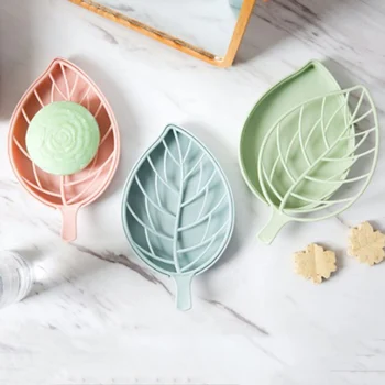 

Toilet Shower Soap Dish Tray Draining Rack Leaf Shape Soap Holder Non slip Soap Box Bathroom Gadgets Soap Dish Soap Tray Holder