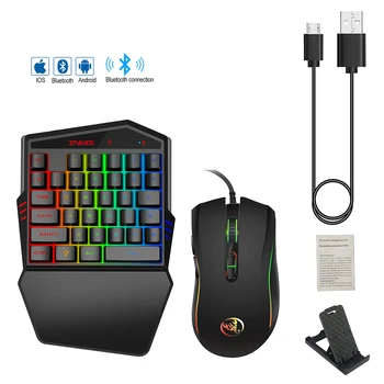 

Bluetooth Wireless Keyboard Set Direct Connection Keyboard LED Backlight USB Ergonomic Single Handed Keyboard Game Keyboard #M2