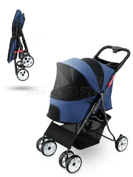 

Pet stroller lightweight and foldable medium-sized small dog dog trolley Teddy cat out four wheel scooter