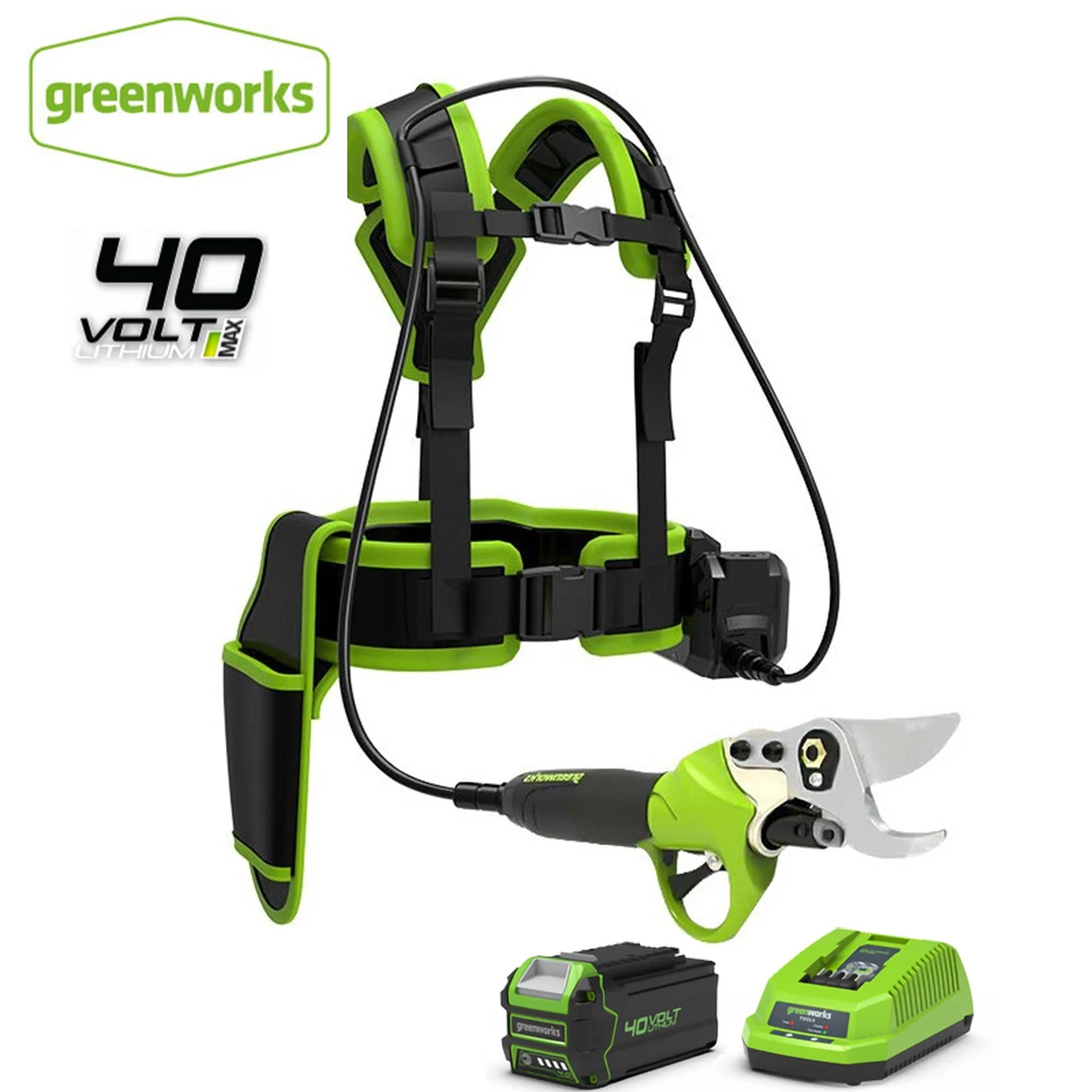 GREENWORKS 40V 전기 전정 가위, 브러시리스 모터 전문 홈 가든 최대 3.5mm 리튬 배터리 정원 정리기 가위전기