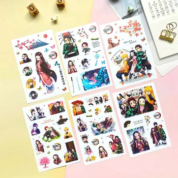 

6 Sheets/Set Demon Slayer Kimetsu No Yaiba Art Online Decorative Sticker DIY Diary Scrapbooking Label Stickers Gift Stationery