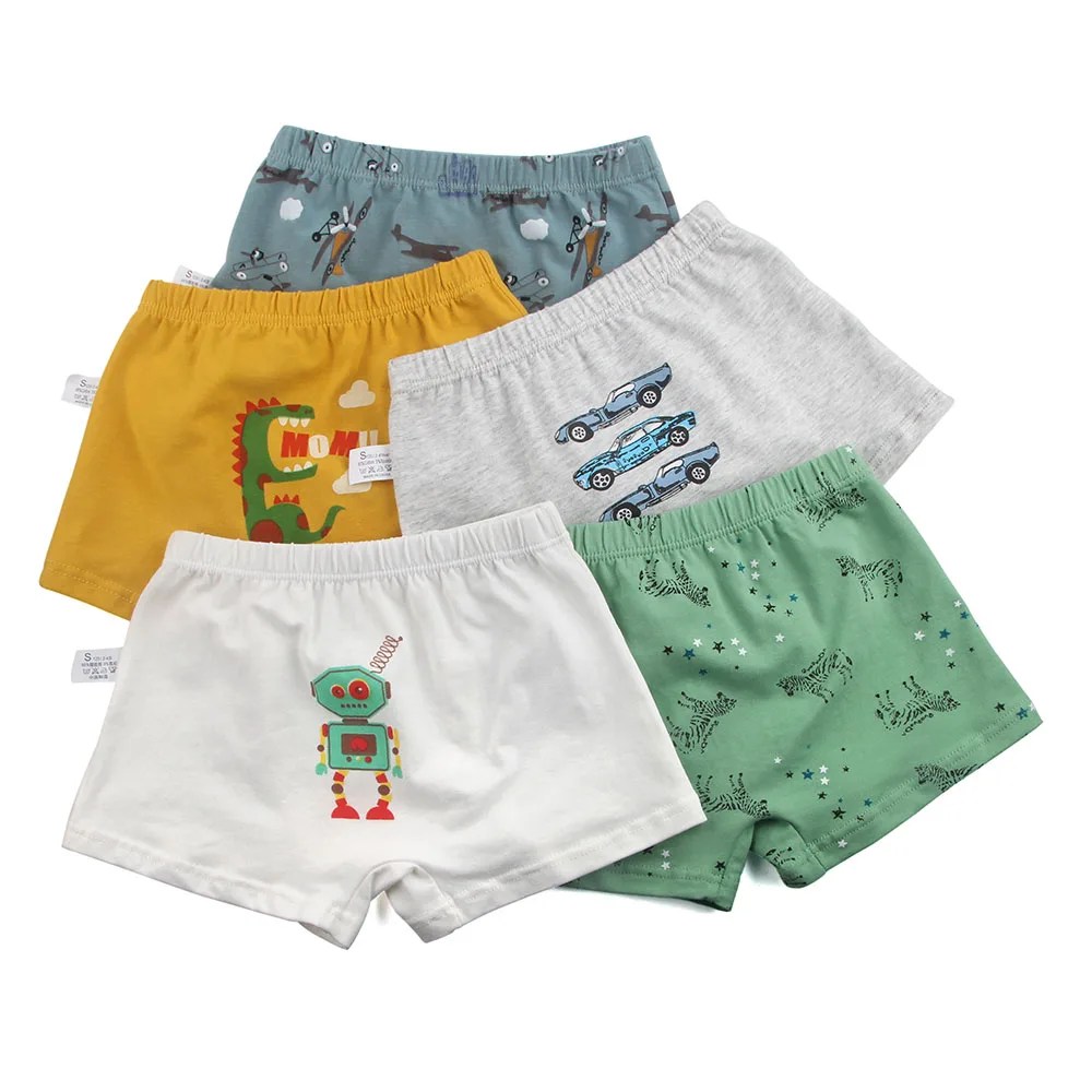 4 pcs ji qi ren 4 шт./партия нижнее белье с динозавром из мультфильма для маленьких мальчиков, детские трусы-боксеры, нижнее белье для мальчиков от 1 до 8 лет, QS7002 - Цвет: 4 pcs ji qi ren