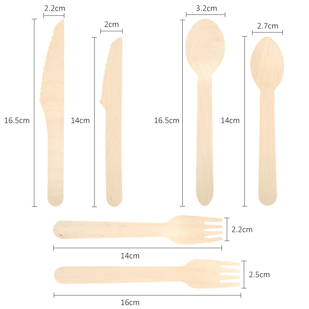 100 шт./упак. Бамбук Деревянные столовые приборы деревянные ножи, вилки и ложки одноразовая посуда набор Кухня обеденный столовая посуда для бара