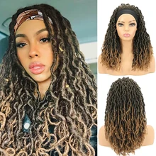 

Synthetic Dread lock Headband Wigs for Women Braided Curly Wigs Soft Locs Crochet Braiding Hair Faux Locs Headband Wig