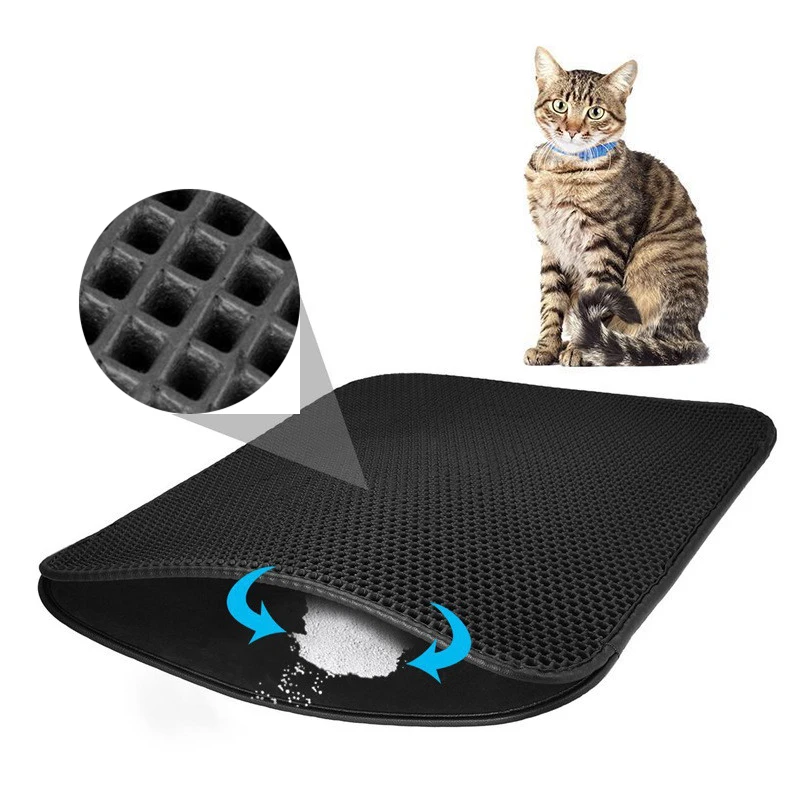 

Foldable Pet Cat Litter Mat Waterproof EVA Double-Layer Cats Mat Bottom Non-slip Pet Litter Cat Mat Layer Pet Litter Catcher Mat