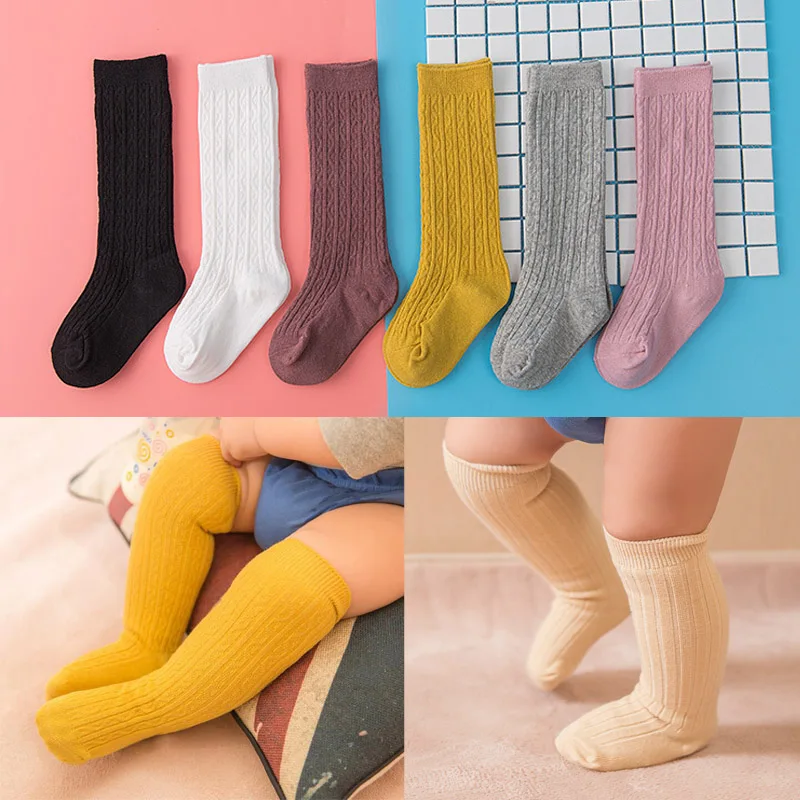 Pudcoco/Новинка года; Стильные теплые носки для новорожденных девочек и мальчиков; сезон осень-зима; цветные носки принцессы до колена для малышей 0-4 лет