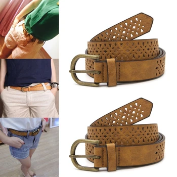 

Fashion Women Lady Leather Belt Skinny Pin Buckle Waist Strap Waistband Hollow