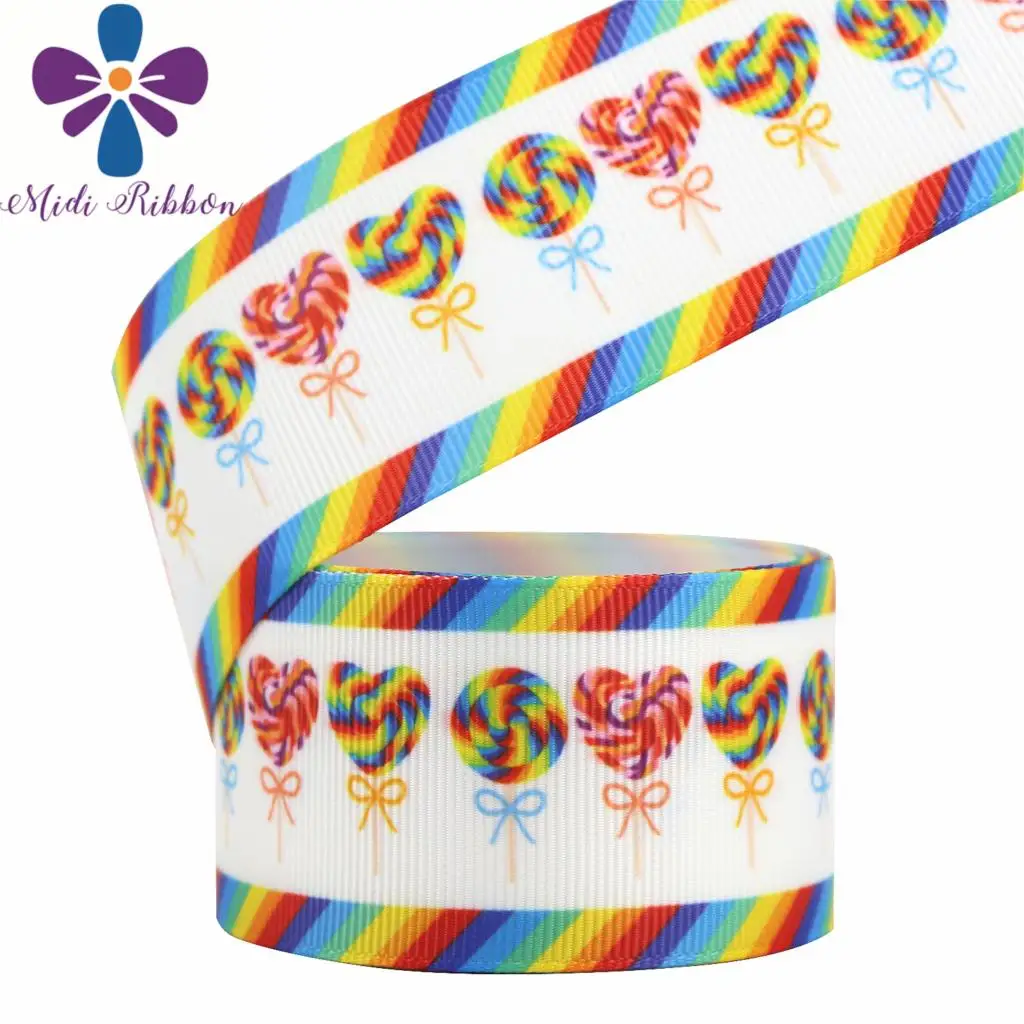 16 мм 75 Красочные конфеты леденец напечатаны Grosgrain/Foe ленты DIY волосы банты