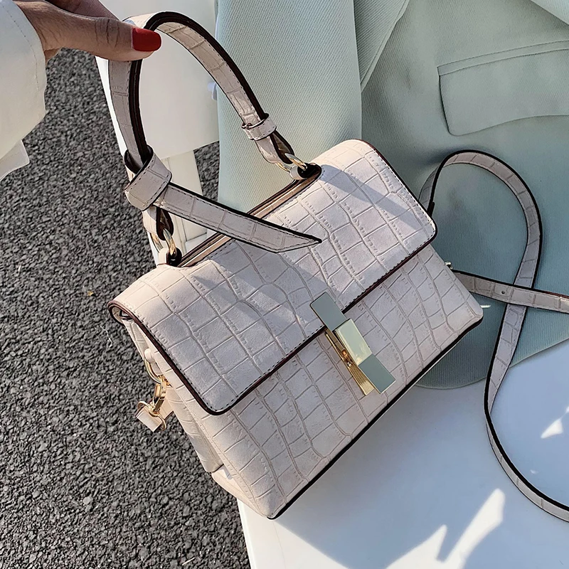

Small PU Leather Stone Pattern Crossbody Bags For Women 2020 Fashion Lady Shoulder Handbag Female Design Travel Totes