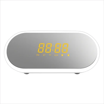 

Mirror Bluetooth Speaker Wireless Card Radio Clock Desktop Alarm Clock Speaker Dual Speaker Illuminated Speaker