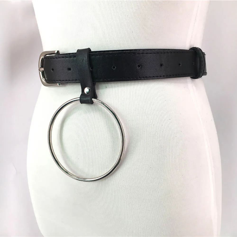 UYEE Leather Belt Edgy For Women Pastel Goth Fashion Leather Harness Leg Cage Body O-ring Belt Adjustable Waist Harness Punk Top