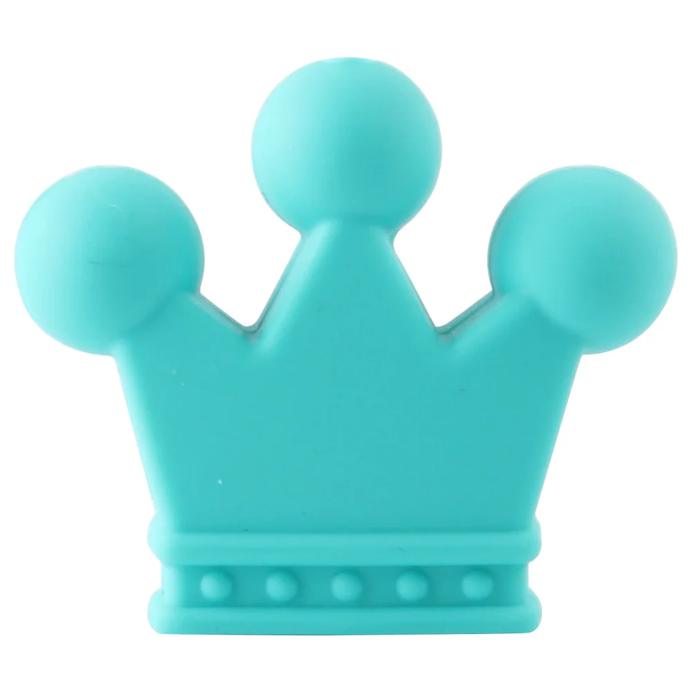 10pcs Crown Silicone Beads Baby Teething Toys Food Grade Silicone DIY Pacifier Chain Pendant Accessories Baby teethers - Цвет: 06 Turquoise