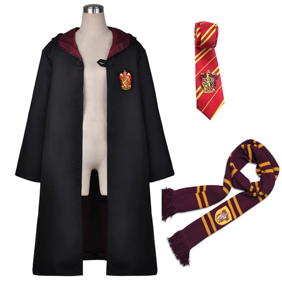 Поттер халат накидка плащ с галстуком шарф палочка очки Ravenclaw Гриффиндор Hufflepuff Слизерин Халат косплей подарок на Хэллоуин - Цвет: Gryffindor tie scarf