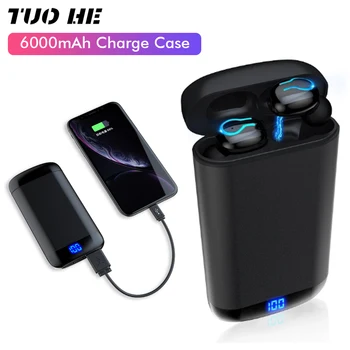 

Q66 Earphone V5.0 Bluetooth Wireless HD Stereo Headphone Touch LED Sports Waterproof Headset With Dual Mic 6000mAh Charge Case