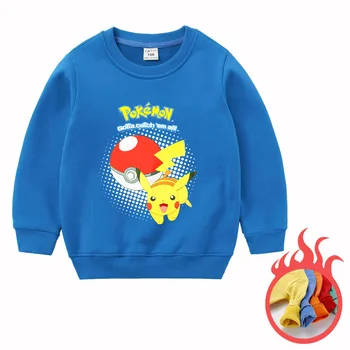 

New Spring sweatshirt Cotton Cartoon POKEMON GO Pikachu Kids Baby Girls Boys Sweatshirt Autumn Winter Thickened Toddler Tops