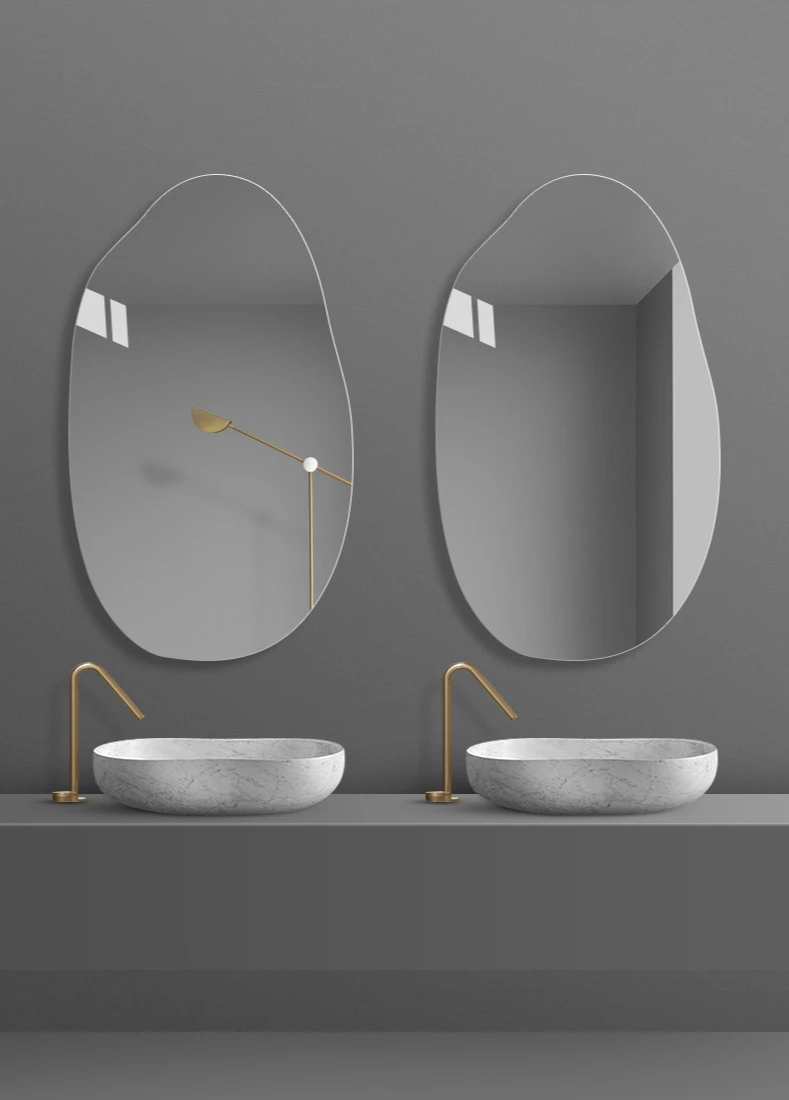 Description Picture 4 of itemSimple Frameless Special-Shaped Bathroom Mirror Irregular Art Decorative Wall-Mounted Punch-Free Bathroom  Explosion-Proof