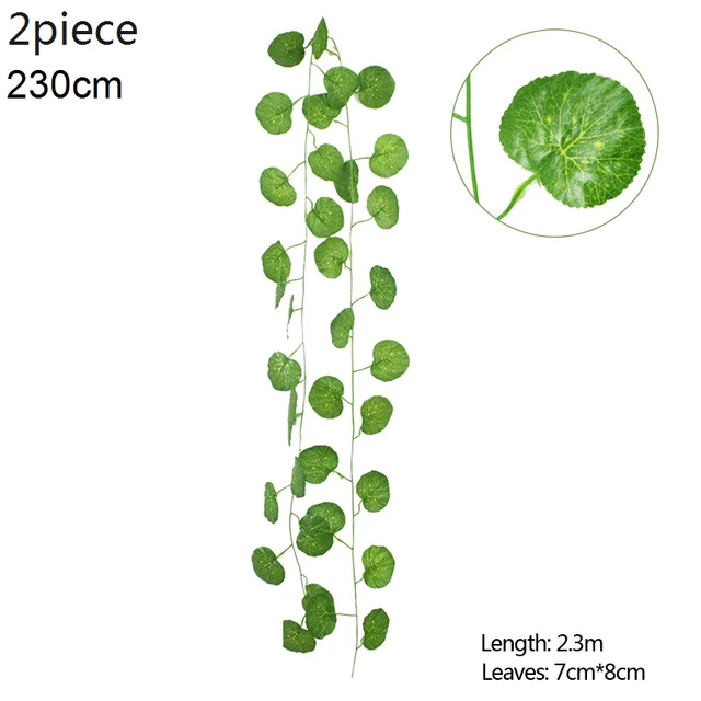 Artificial Flowers Vine Garland Wisteria Silk Artificial Rattan Hanging Flowers Romantic Wedding Arch Decoration Fake Ivy Plants G05-2pcs-leaves