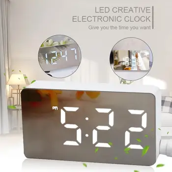 

Mini LED Mirror Digital Table Alarm Clock Wake Up Light for Home Time Temperature Display Electronic Desktop Clock будильник